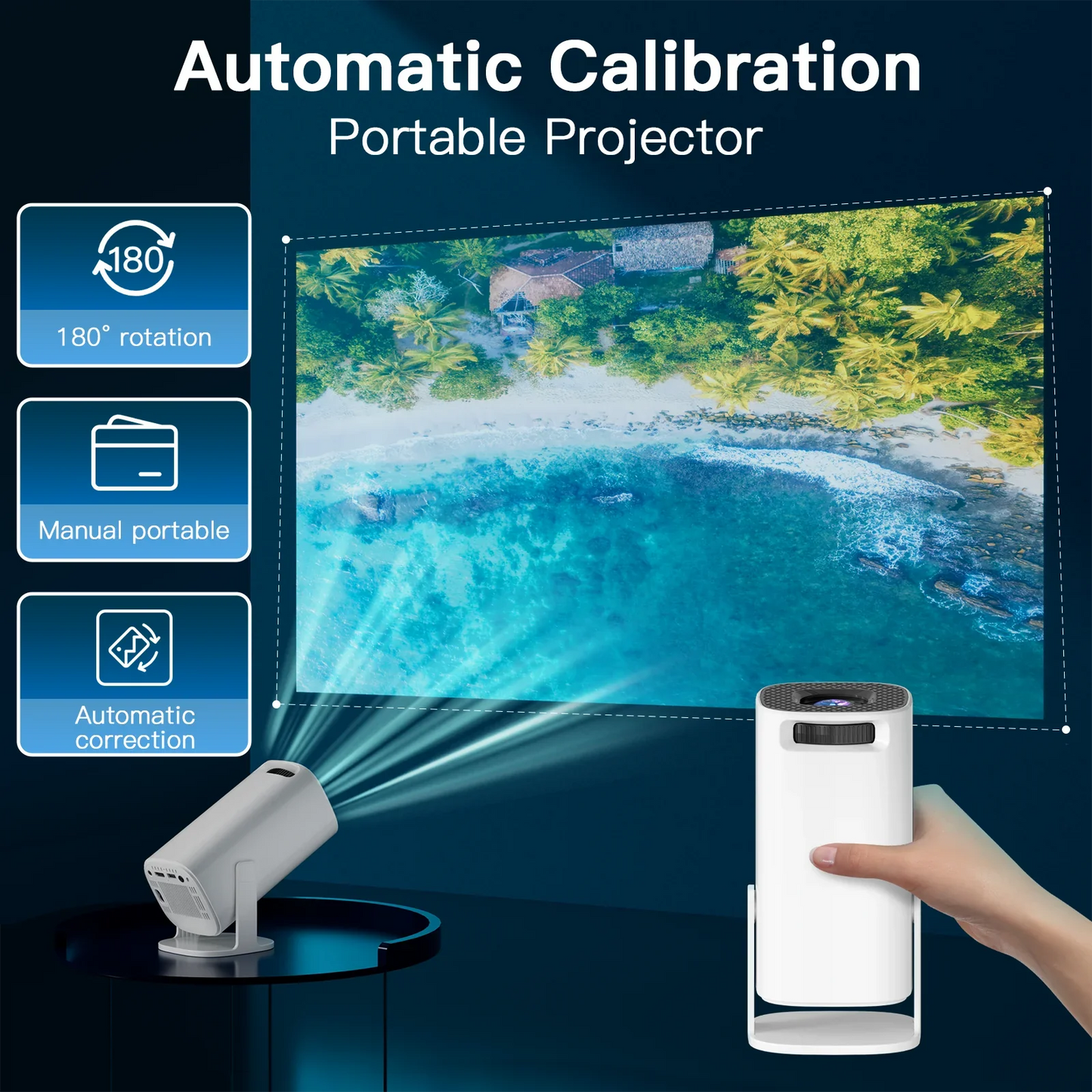 Smart Mini Portable Projector with Android 11, Wifi 6, and Bluetooth – Perfect for Outdoor Entertainment!