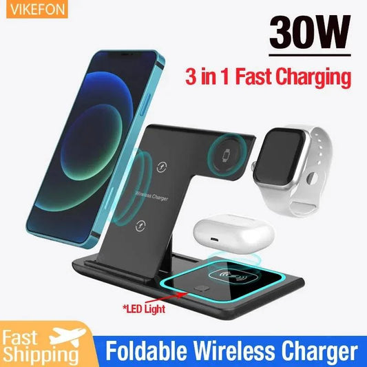 30W Ultra-Fast 3-in-1 Wireless Charging