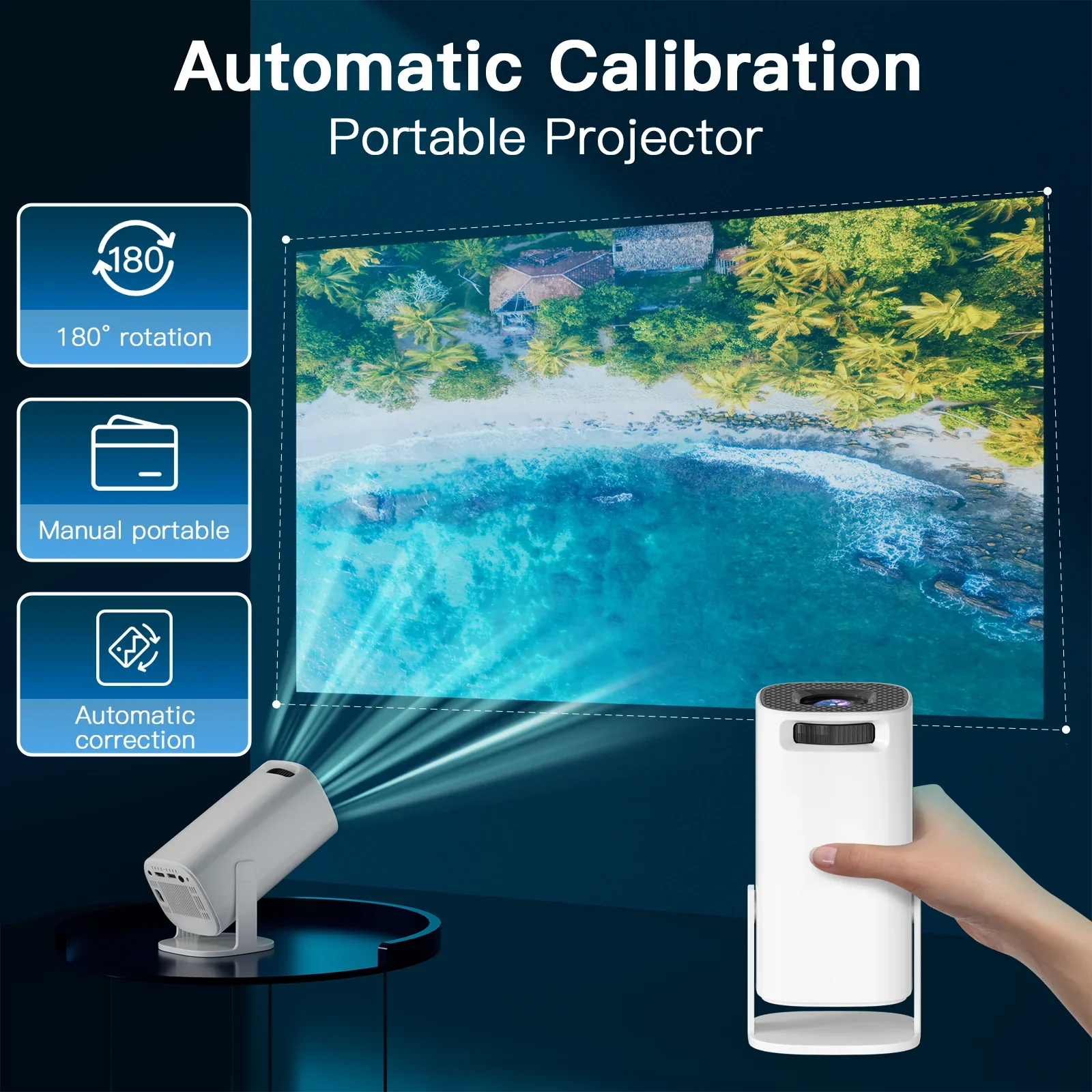 Smart Mini Portable Projector with Android 11, Wifi 6, and Bluetooth – Perfect for Outdoor Entertainment!