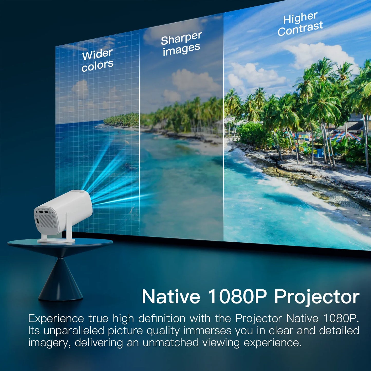 Smart Mini Portable Projector with Android 11, Wifi 6, and Bluetooth – Perfect for Outdoor Entertainment!